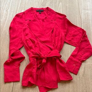 Banana Republic Bright Red Wrap Blouse with Tie Front